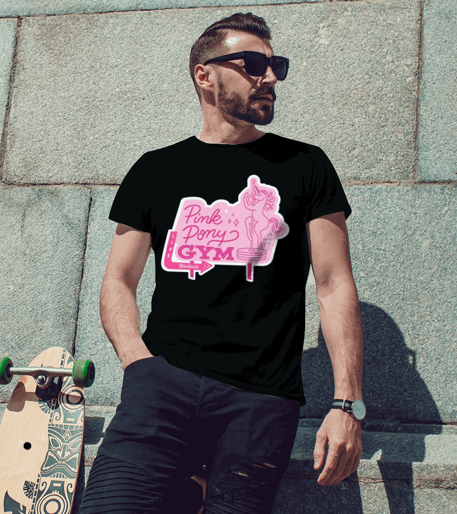 Pink Pony Gym Live Workouts Unicorn Pole Fitness T-Shirt