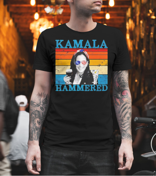 Kamala Hammered Vintage Beer Cocktail American Flag T-Shirt Kamala Hammered Vintage Beer Cocktail American Flag T-Shirt