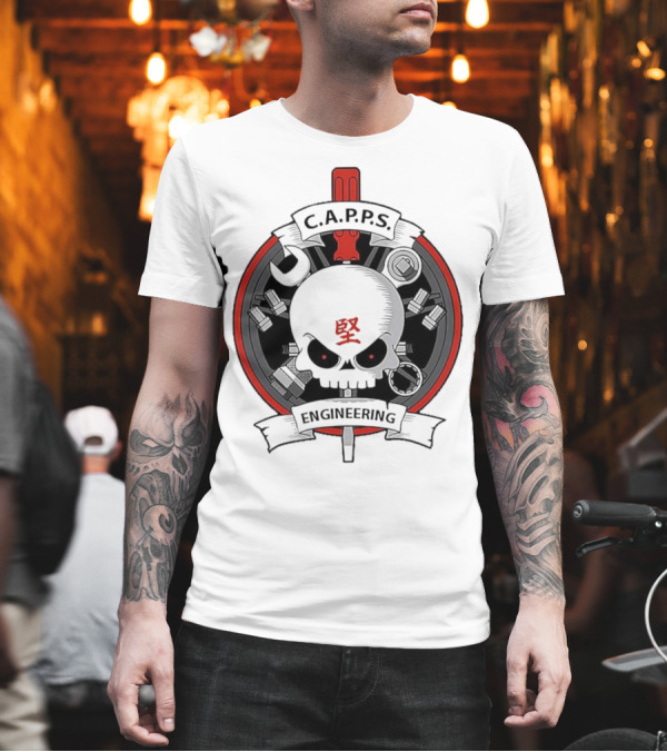 C.A.P.P.S. Engineering Skull with Tools and Red T-Shirt C.A.P.P.S. Engineering Skull with Tools and Red T-Shirt