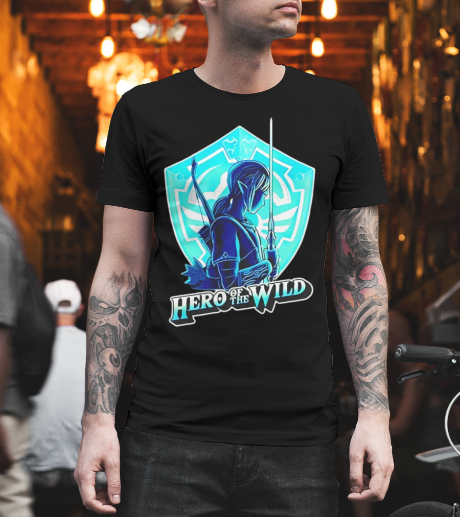 Hero Of The Wild Legend Of Zelda Link Blue Sword And Shield T-Shirt
