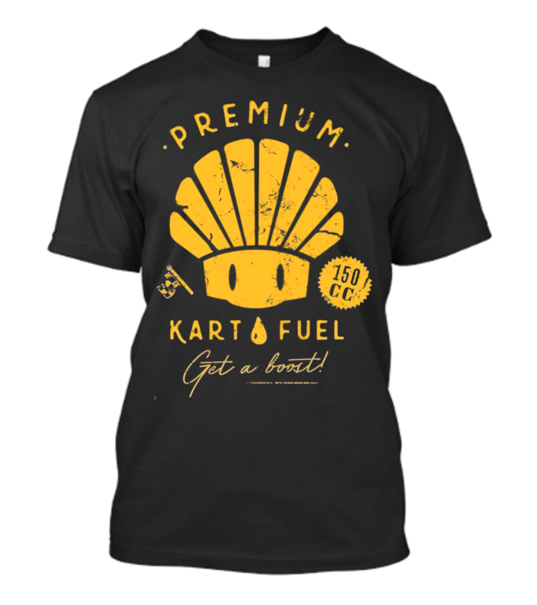 Mario Kart Premium Yellow Shell Kart Fuel 150cc Get A Boost T-Shirt