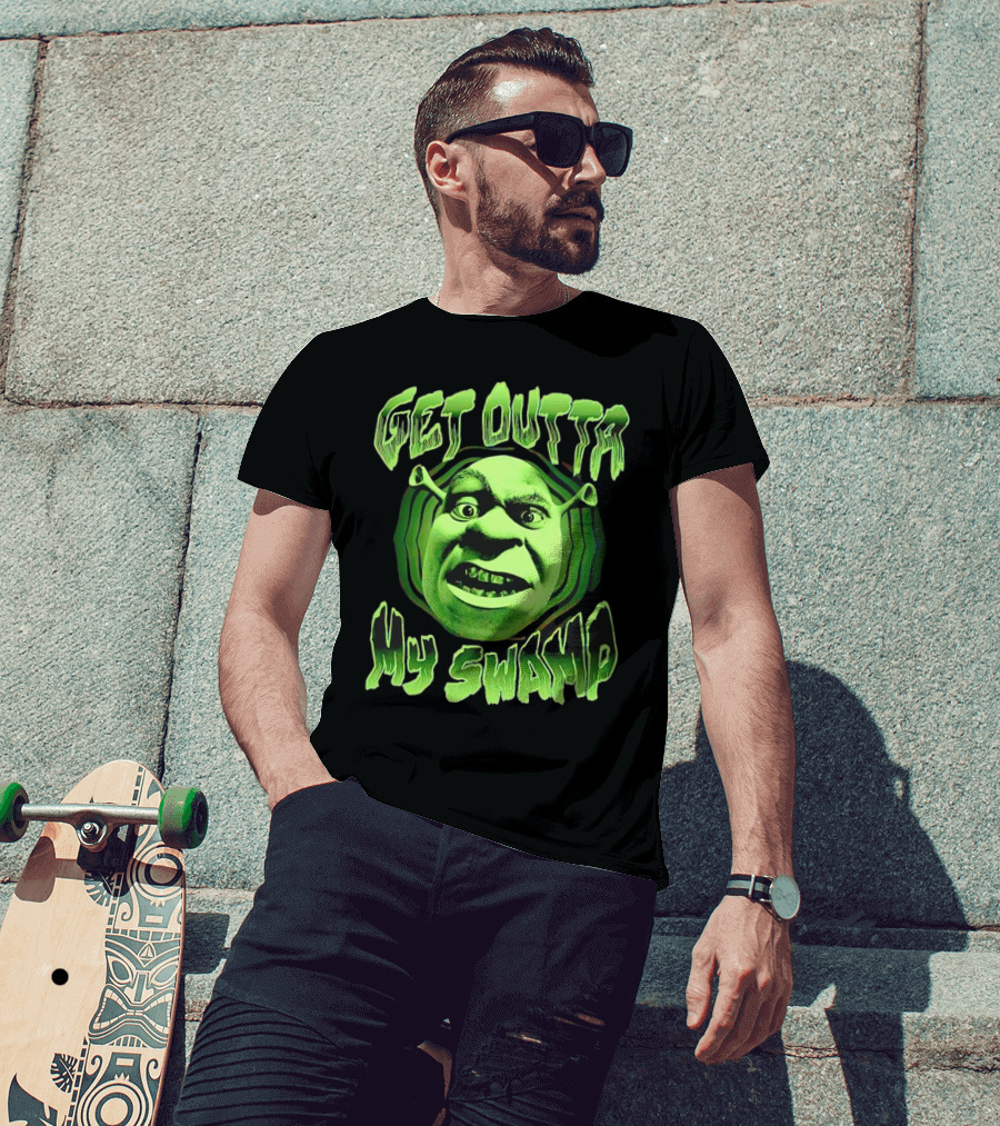 Get Outta My Swamp Shrek Face T-Shirt