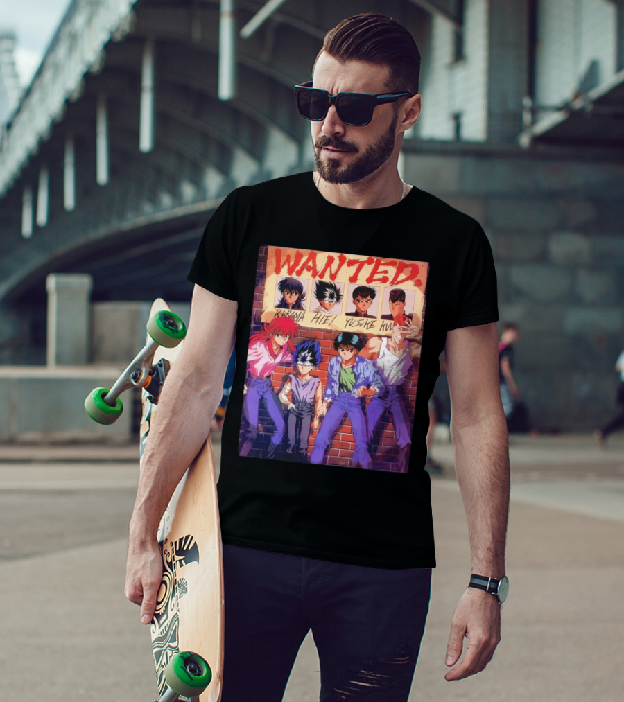 Yu Yu Hakusho 1992 Wanted Kurama Hiei Yusuke Kuwabara T-Shirt