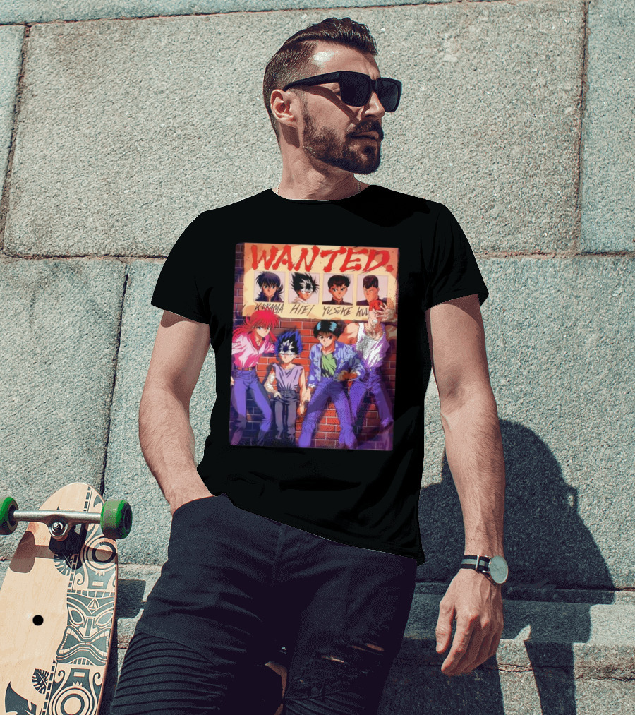Yu Yu Hakusho 1992 Wanted Kurama Hiei Yusuke Kuwabara T-Shirt