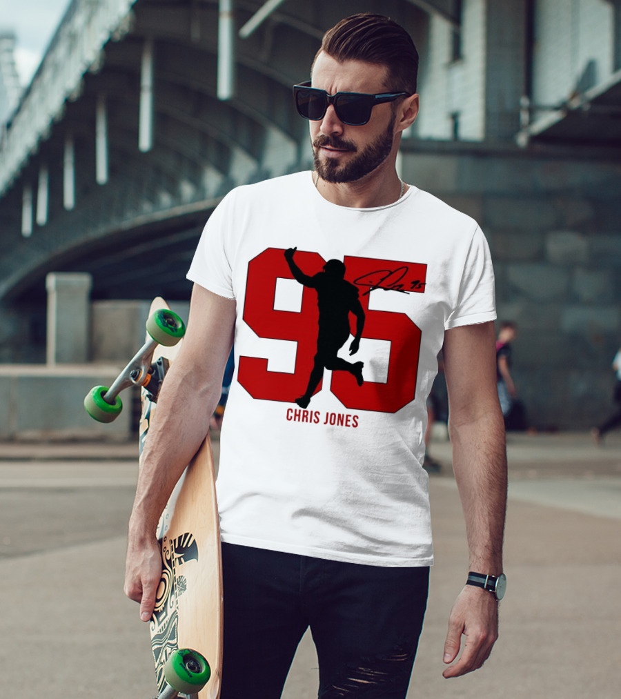 Chris Jones 95 Kansas City Chiefs Silo Signature Action Number T-Shirt