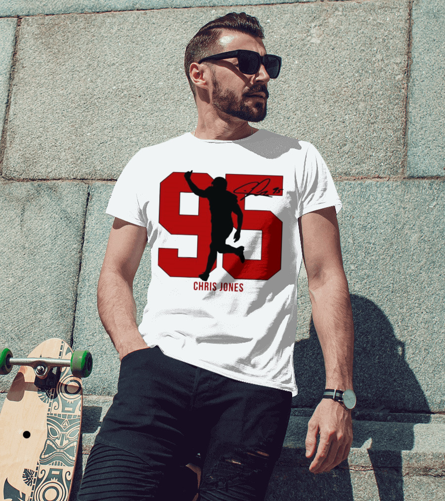 Chris Jones 95 Kansas City Chiefs Silo Signature Action Number T-Shirt