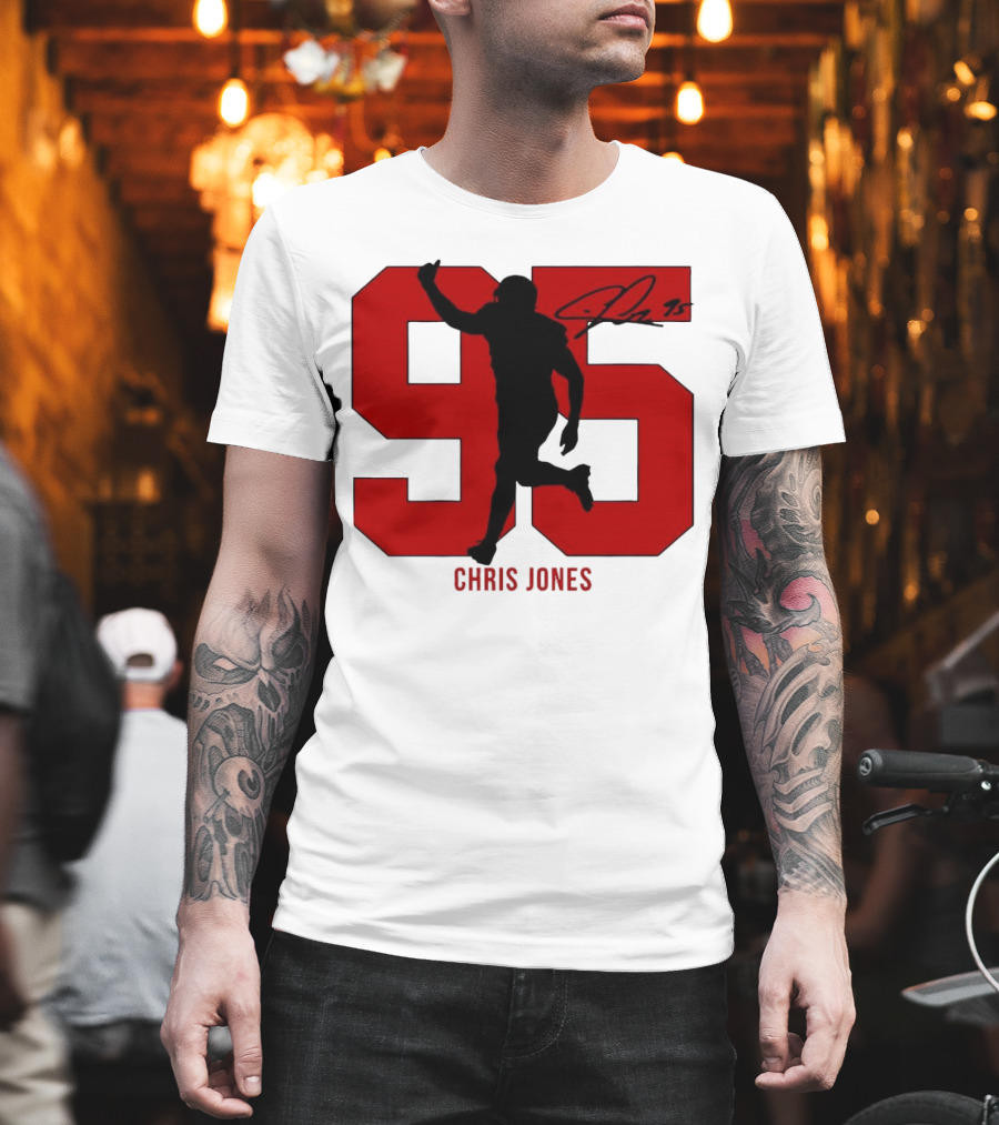 Chris Jones 95 Kansas City Chiefs Silo Signature Action Number T-Shirt