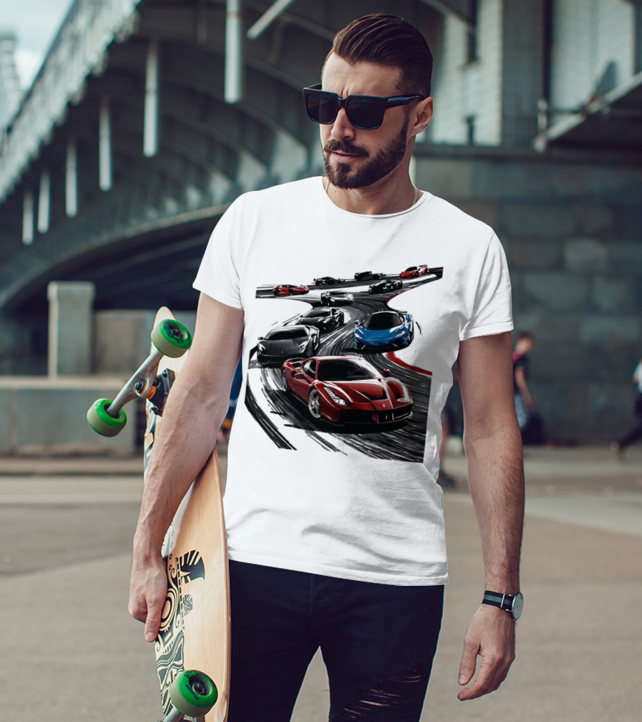 Furious Speed Race Cars Ferrari Lamborghini McLaren Track Racing T-Shirt