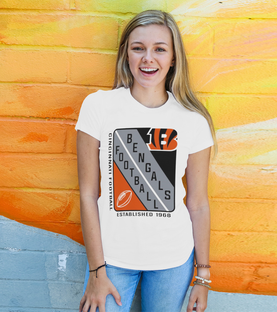 Cincinnati Bengals Football Shield Established 1968 Football Bengals Cincinnati Football T-Shirt