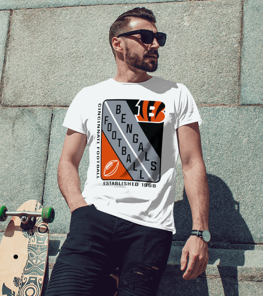 Cincinnati Bengals Football Shield Established 1968 Football Bengals Cincinnati Football T-Shirt