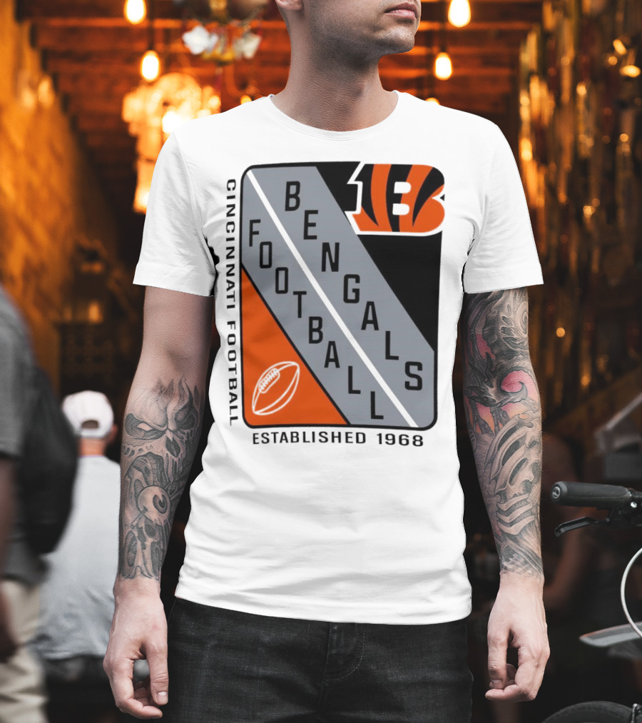 Cincinnati Bengals Football Shield Established 1968 Football Bengals Cincinnati Football T-Shirt