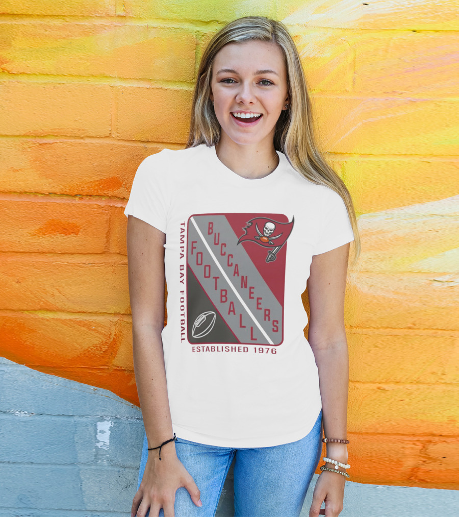 Tampa Bay Buccaneers Football Established 1976 Shield T-Shirt