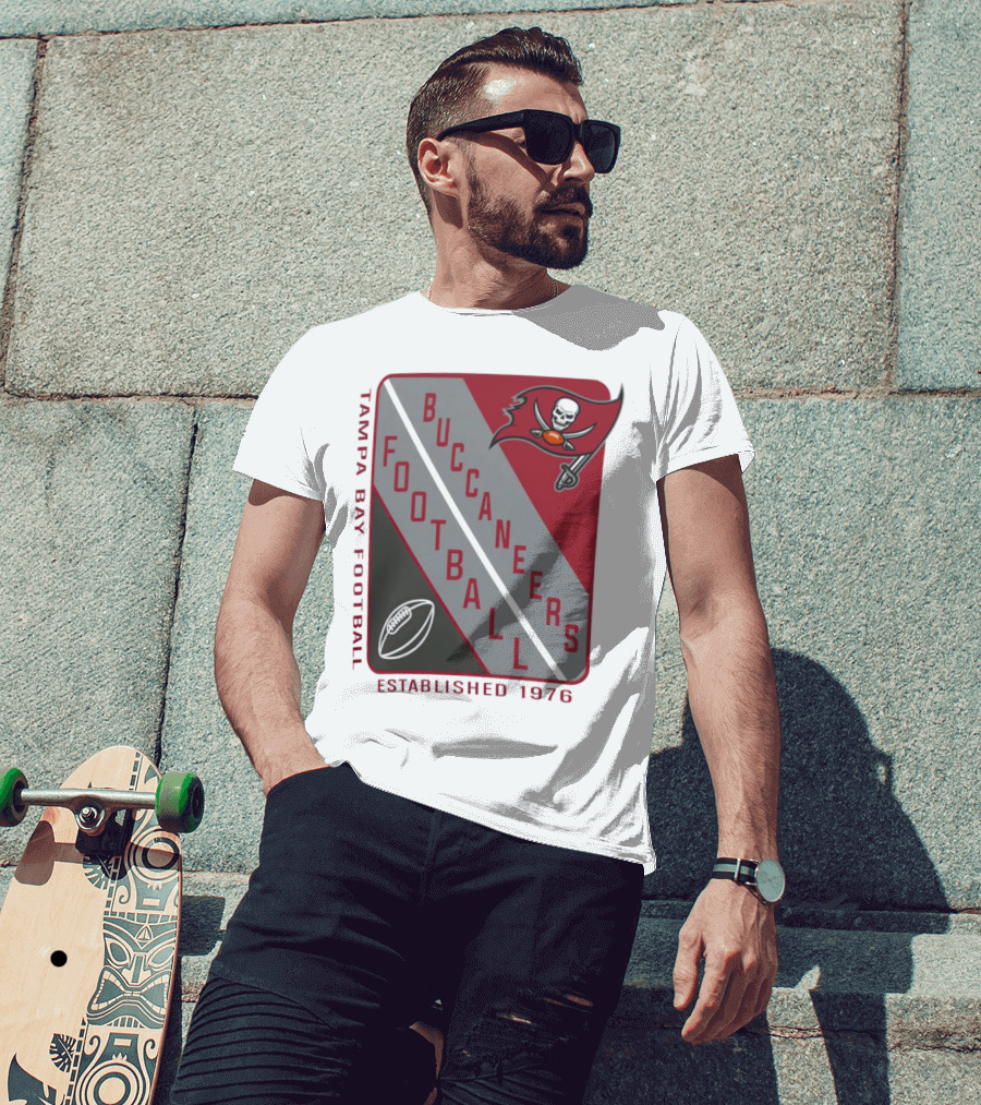 Tampa Bay Buccaneers Football Established 1976 Shield T-Shirt