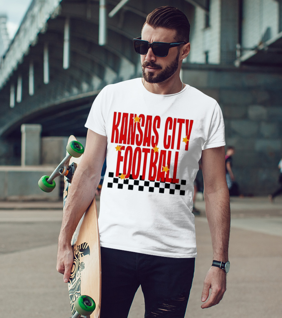 KANSAS CITY FOOTBALL Red Stars Checkerboard Deep Heather T-Shirt