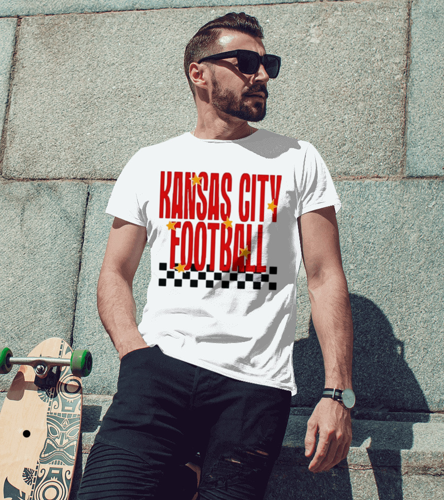 KANSAS CITY FOOTBALL Red Stars Checkerboard Deep Heather T-Shirt