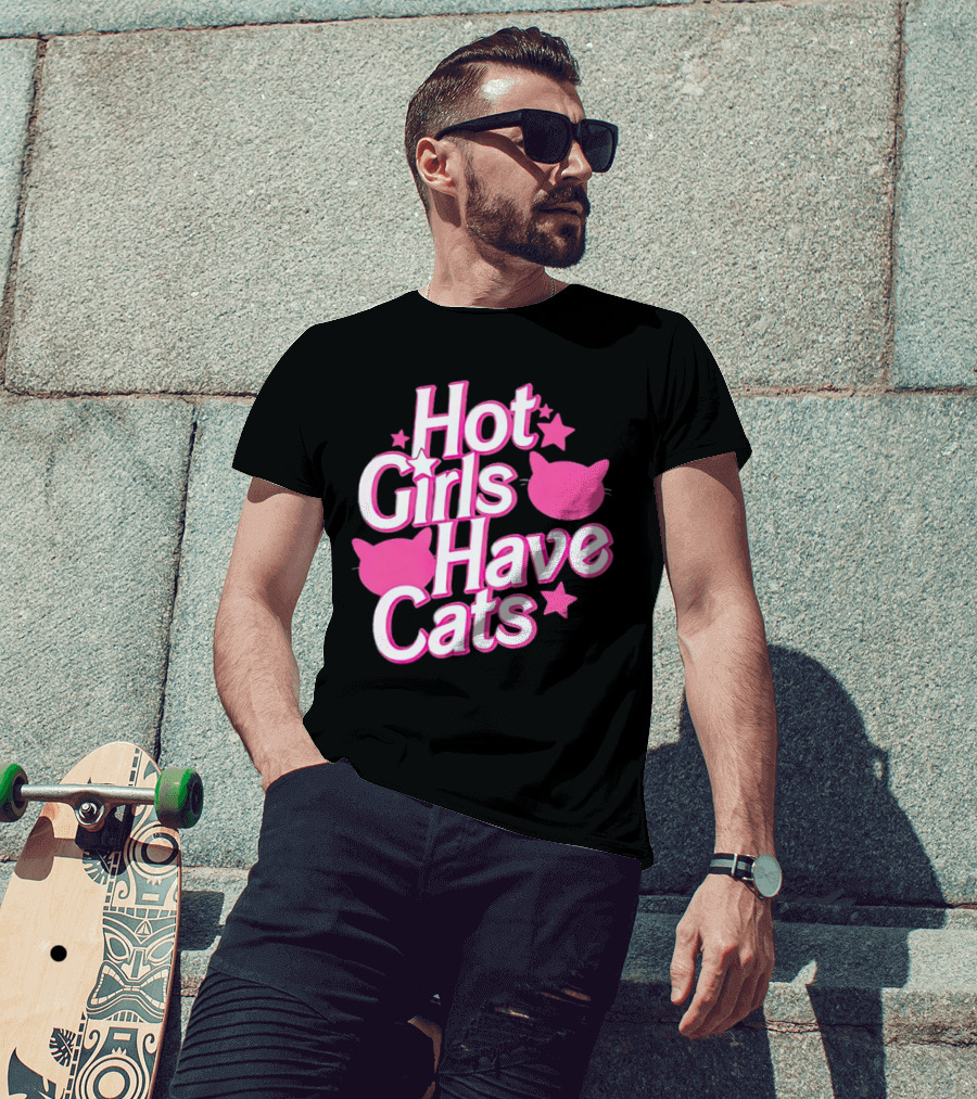 Hot Girls Have Cats Barbie Cats And Stars T-Shirt