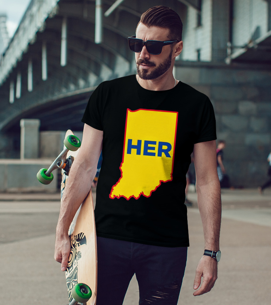 Caitlin Clark Indiana Fever Her State Yellow Map With Blue HER T-Shirt