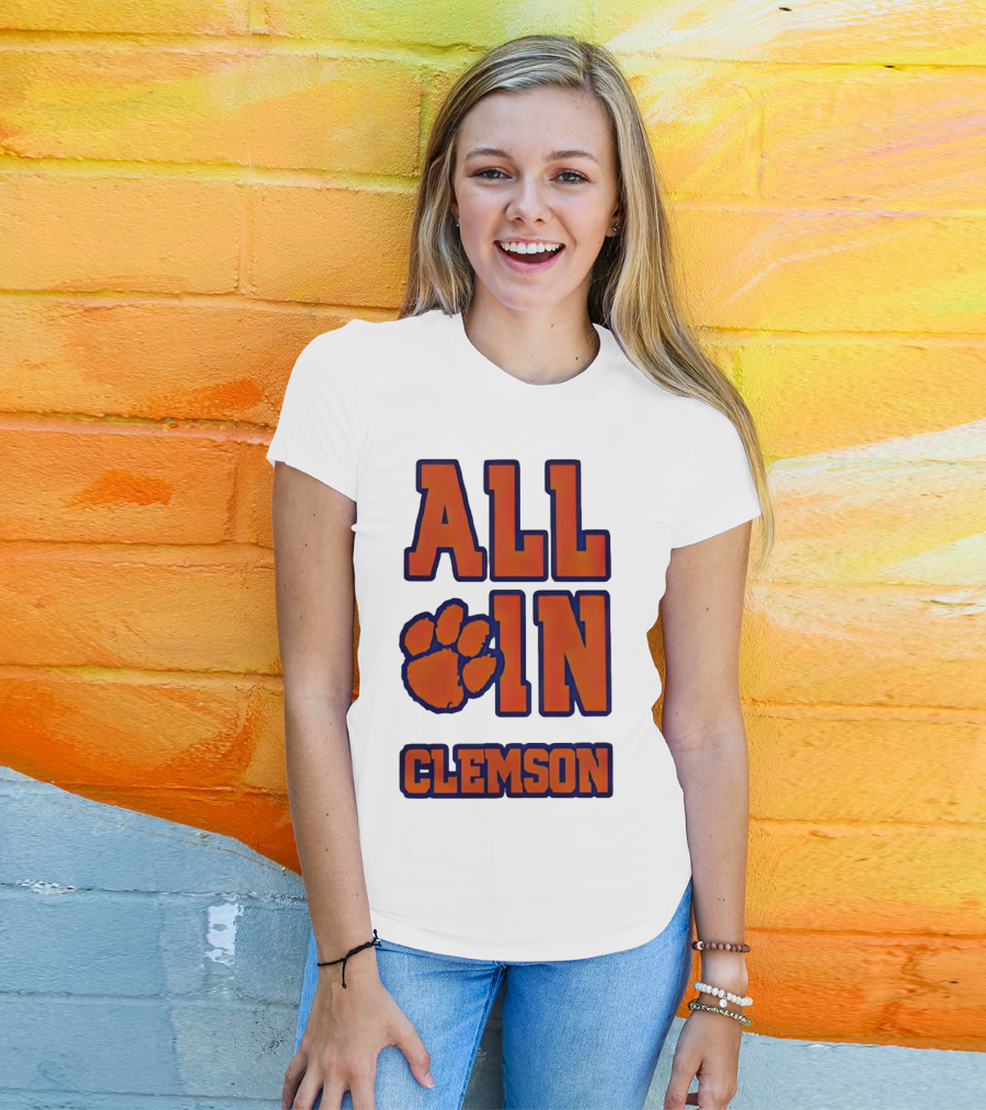 All In Clemson Tigers Football Paw T-Shirt