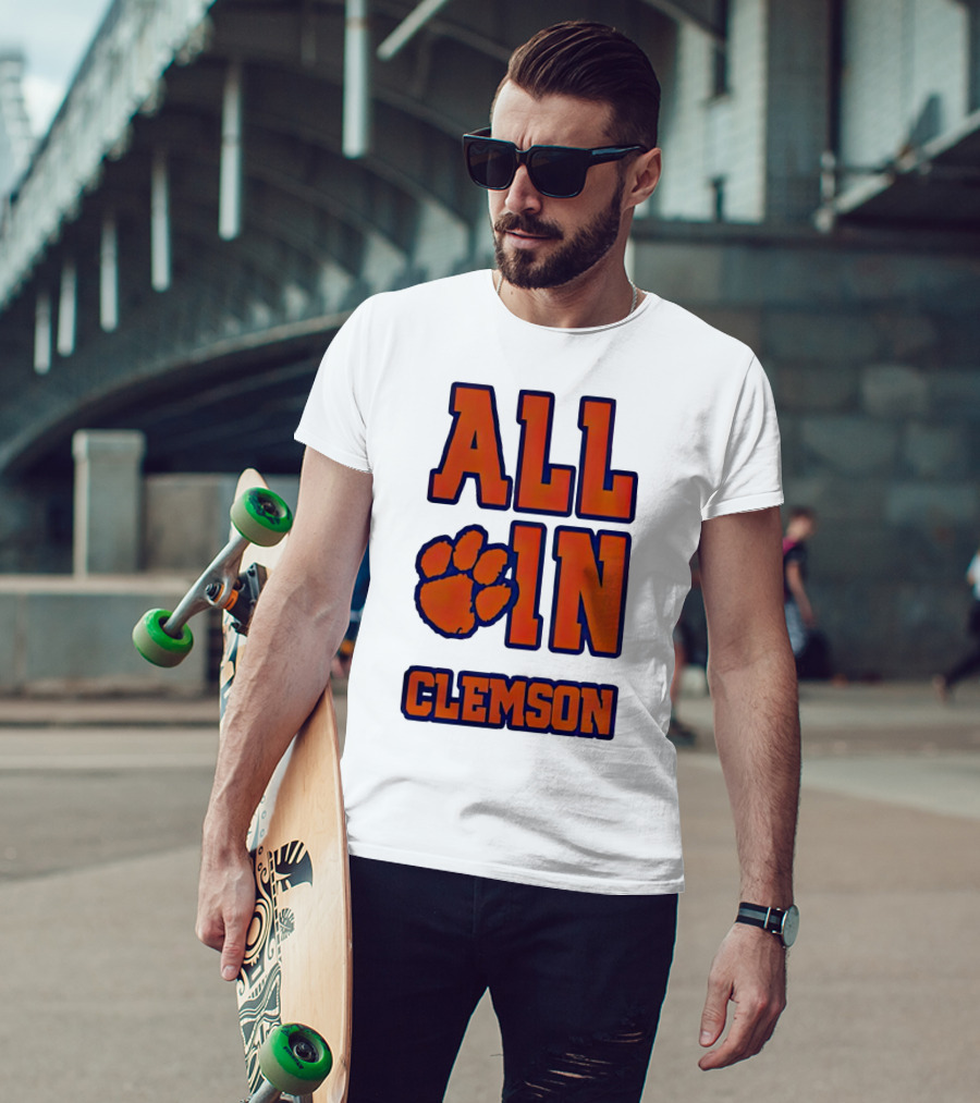 All In Clemson Tigers Football Paw T-Shirt