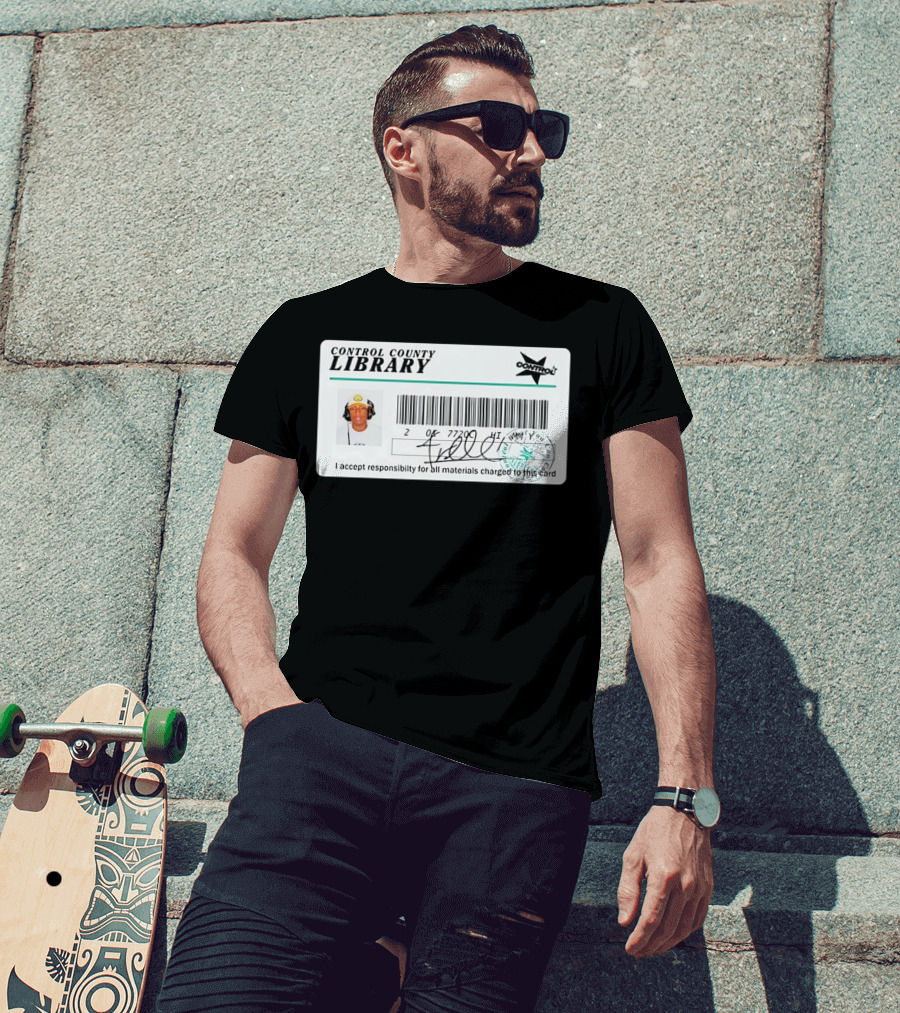 Control County Library Card Design With Signature And Photo T-Shirt