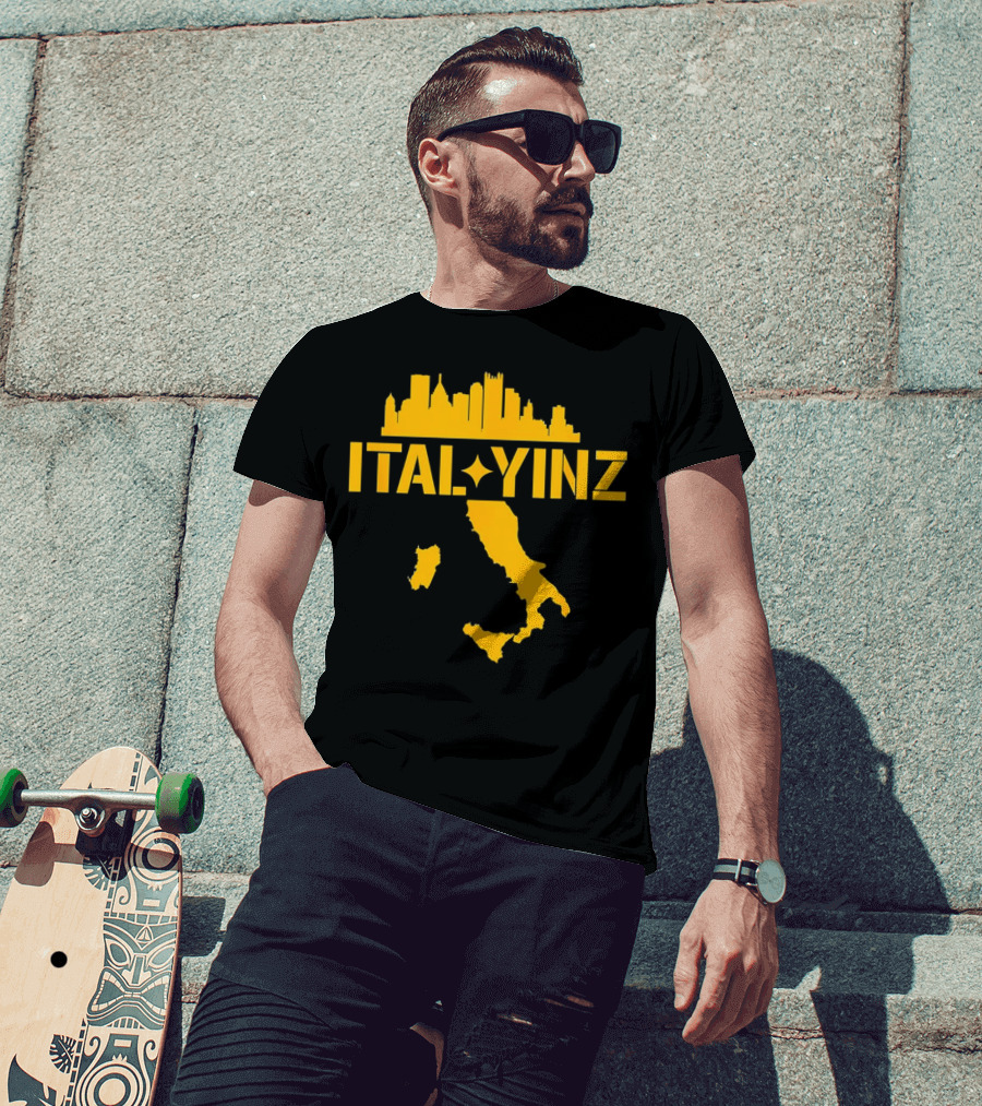 Ital Yinz Pittsburgh Skyline Italy Map T-Shirt
