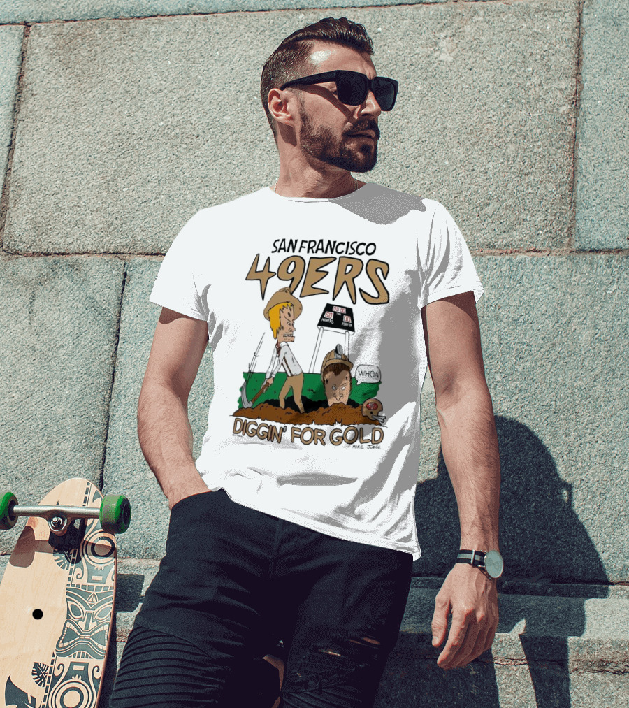 San Francisco 49ers Diggin' For Gold NFL X Beavis And Butt-Head T-Shirt