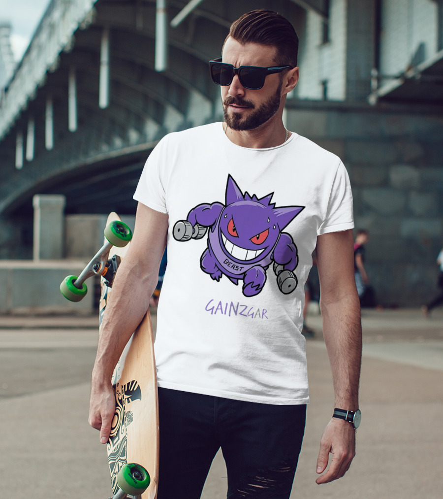Pokemon Gengar Gainzgar Beast Lifting Dumbbells T-Shirt