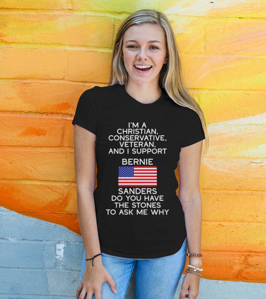 Christian Conservative Veteran Supporting Bernie Sanders American Flag Inquiry T-Shirt