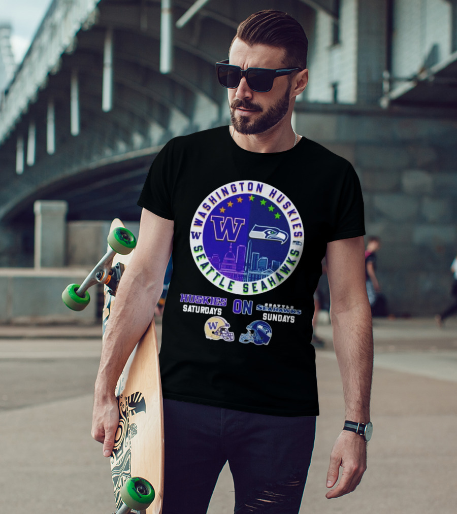 Washington Huskies Seattle Seahawks Huskies On Saturdays Seahawks On Sundays T-Shirt