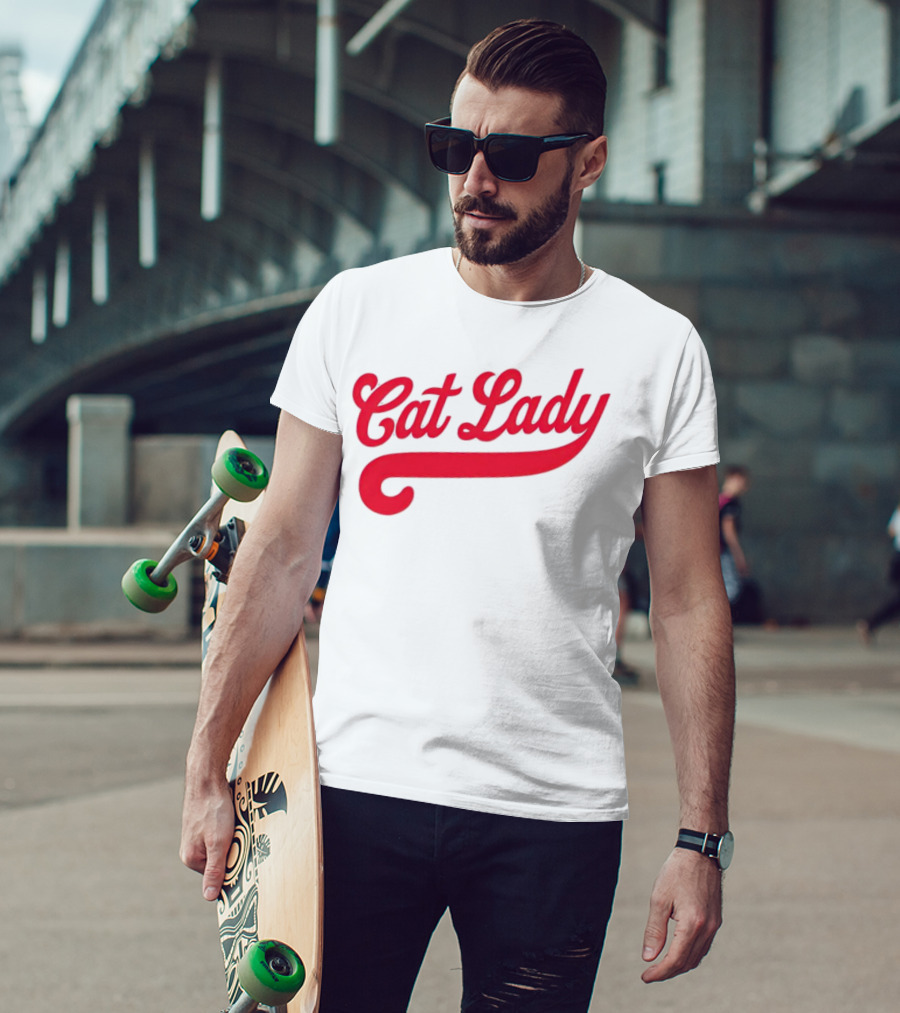 Cincinnati Reds Cat Lady Baseball Script Red T-Shirt