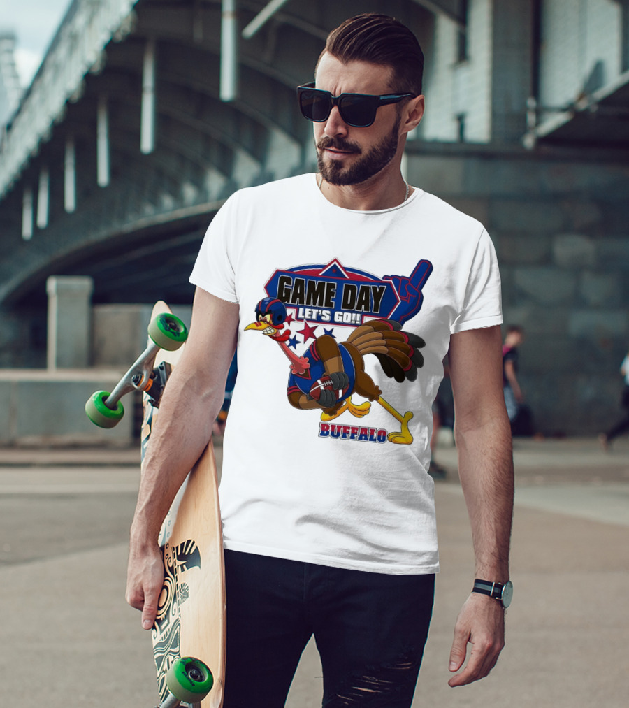 Game Day Let's Go Buffalo Football Turkey Mascot T-Shirt