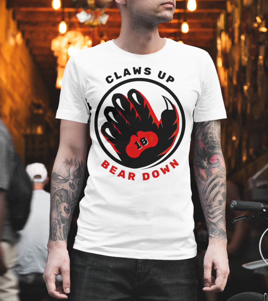 Claws Up Bear Down 18 Caleb Williams Chicago Bears T-Shirt