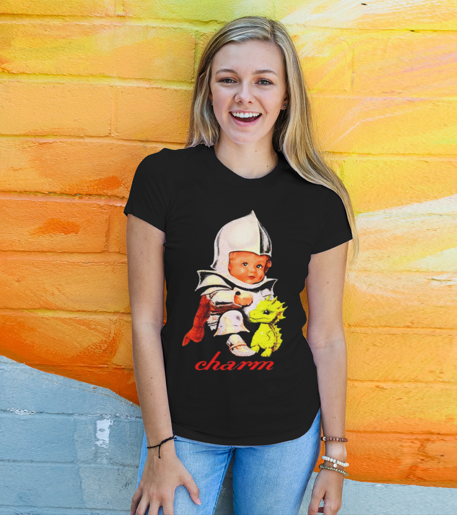 Claire Cottrill HQ Charm Dragon Knight Baby In Armor With Yellow Dragon T-Shirt