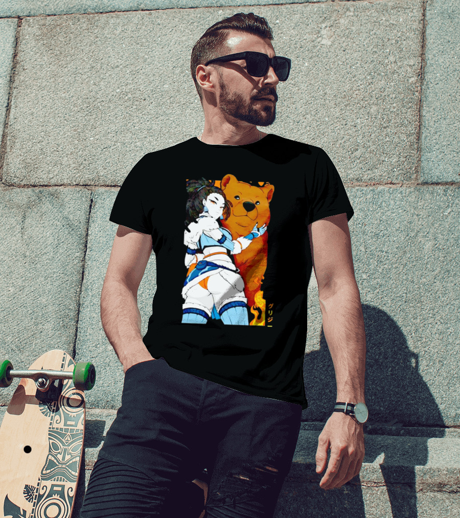 Grizzy X Gsupps Waifu Collab Anime Bear Fire T-Shirt
