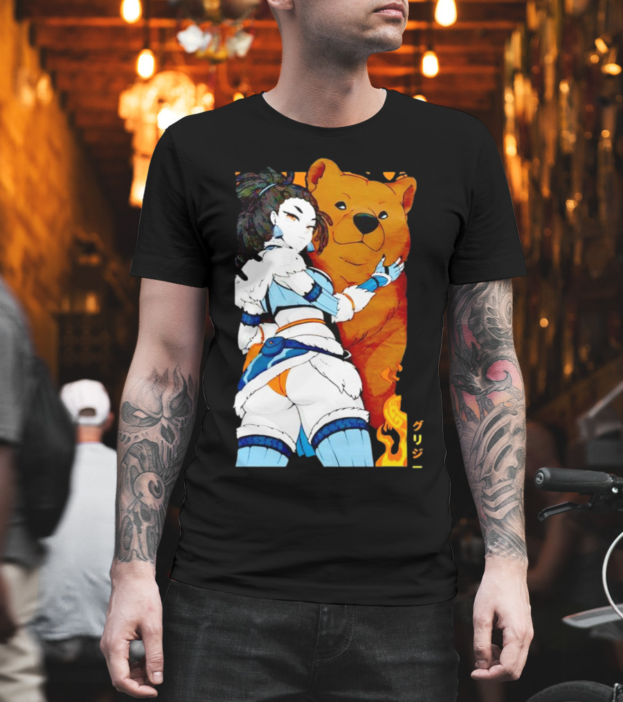 Grizzy X Gsupps Waifu Collab Anime Bear Fire T-Shirt