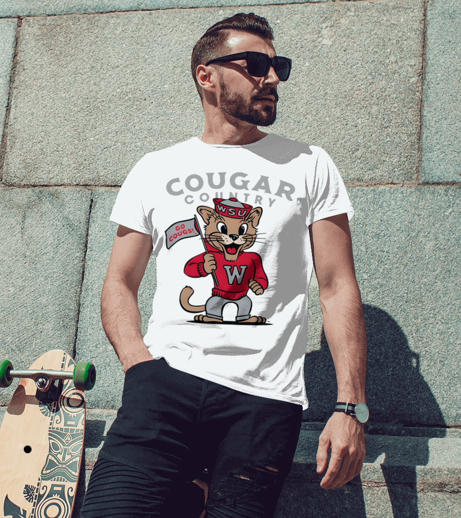 WSU Cougar Football Cougar Country Go Cougs Mascot T-Shirt