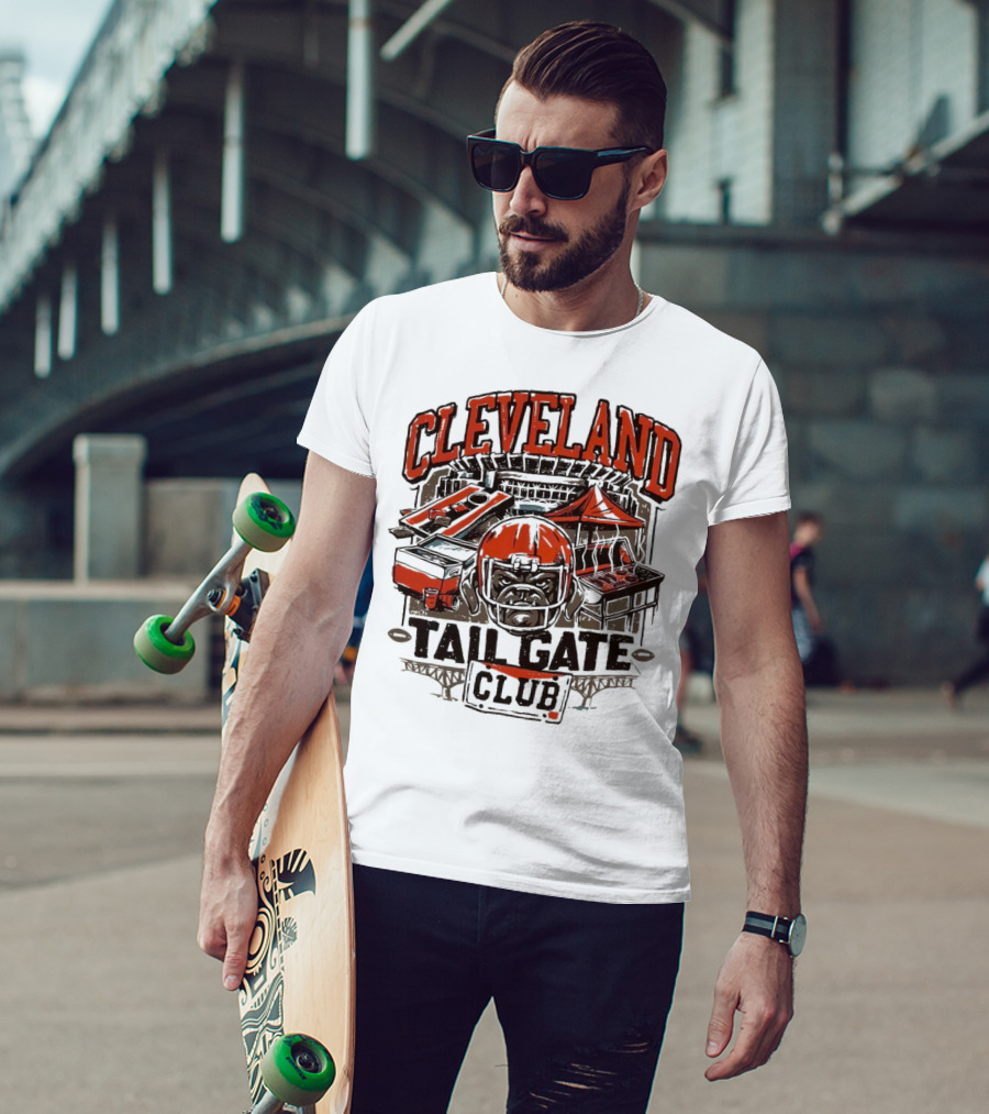 Cleveland Browns Tailgate Club Stadium Cornhole Helmet Grill T-Shirt