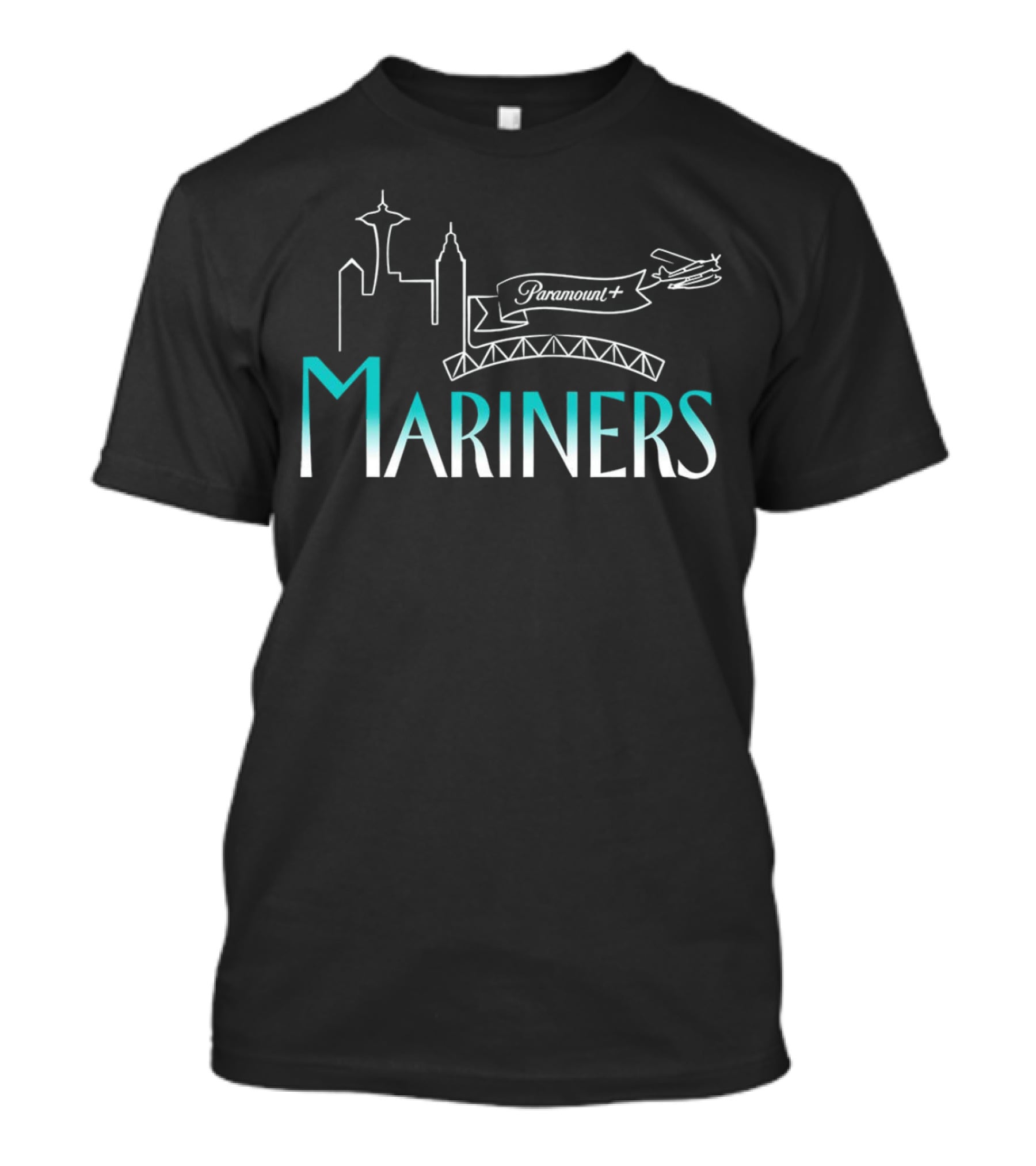 Seattle Mariners Frasier Day Paramount+ Skyline And Seaplane T-Shirt
