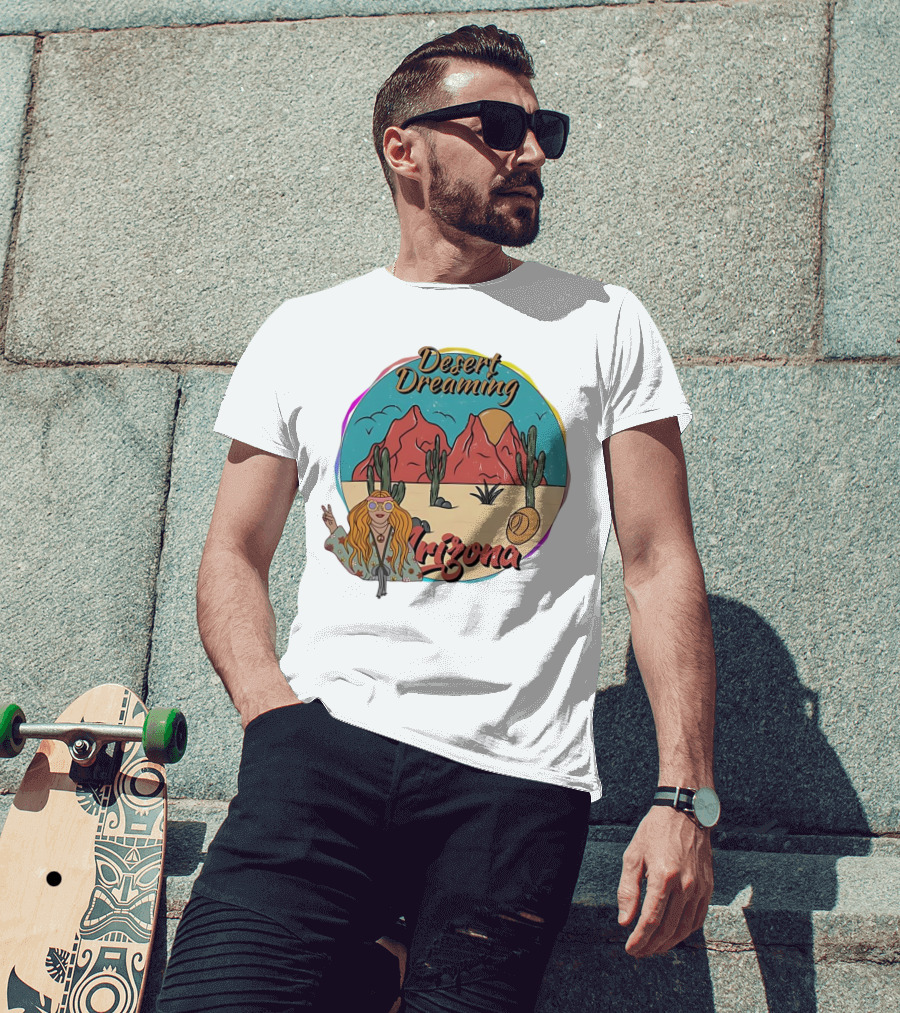 Desert Dreaming Arizona Vintage Cactus Sunset T-Shirt