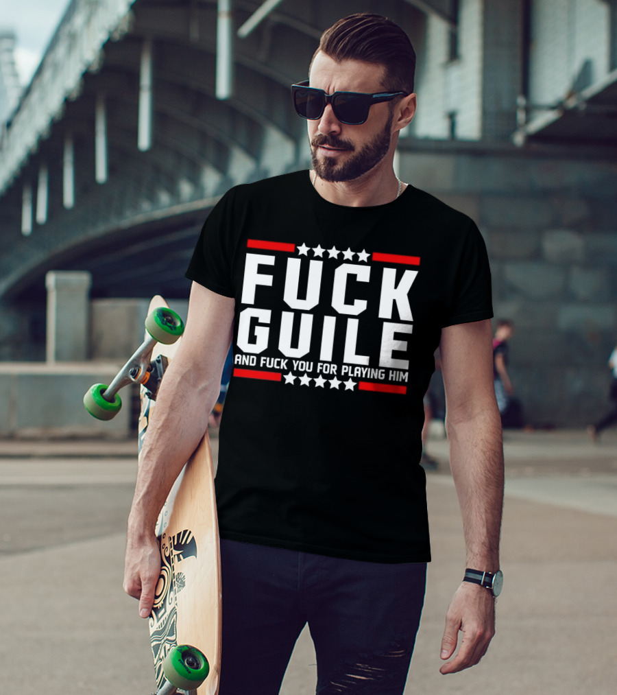 Fck Guile And Fck You For Playing Him Star Pattern Red Stripes T-Shirt