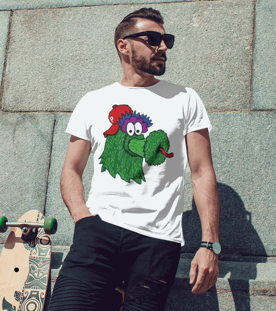 Phillie Phanatic Mascot Philadelphia Phillies Green Creature Red Cap T-Shirt