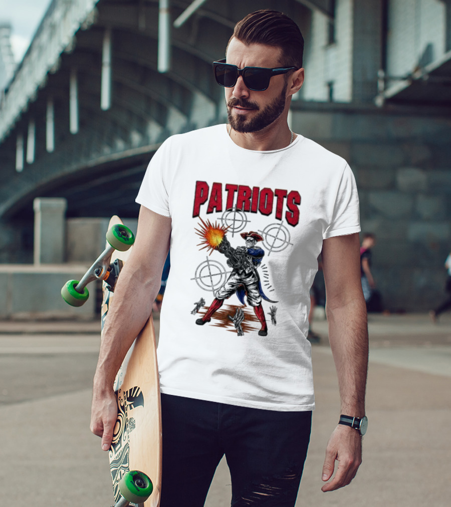 Patriots Skeleton Shooting With Rifle And Targets T-Shirt