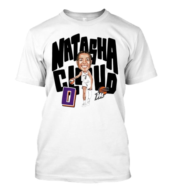 Natasha Cloud Phoenix Mercury Basketball Caricature With Orange Ball And Stylized Text T-Shirt