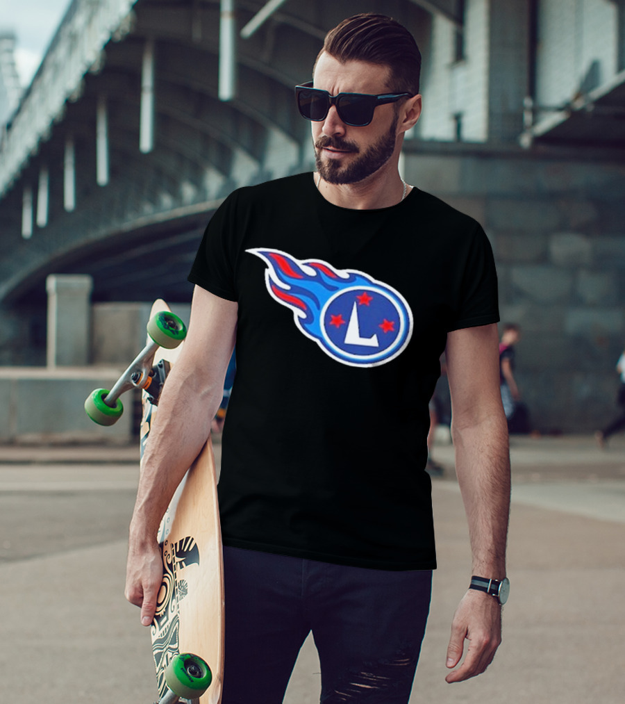 Funny Ahh Tees Tennessee Titans Fire L логотип T-Shirt