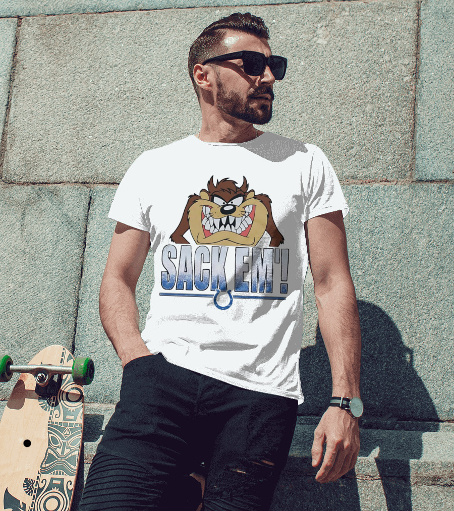 Looney Tunes Taz Sack Em Indianapolis Colts Football Fan Gear T-Shirt