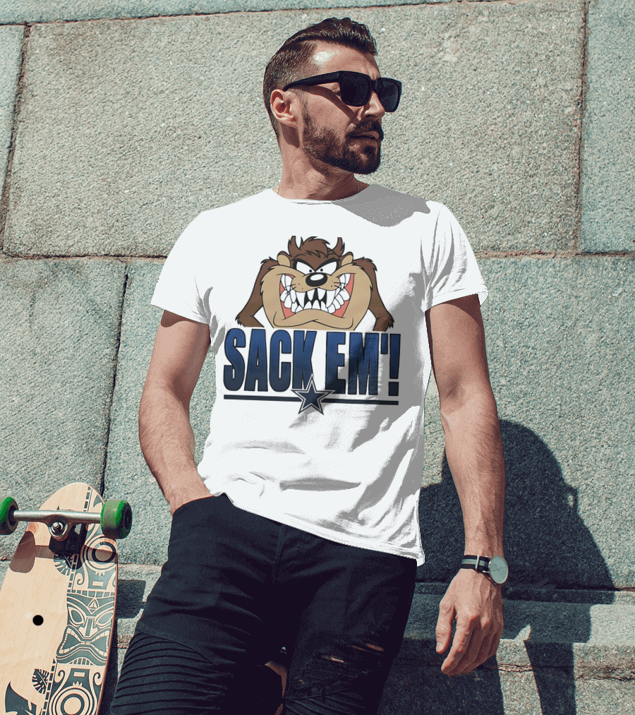 Looney Tunes Taz Sack 'Em Dallas Cowboys T-Shirt