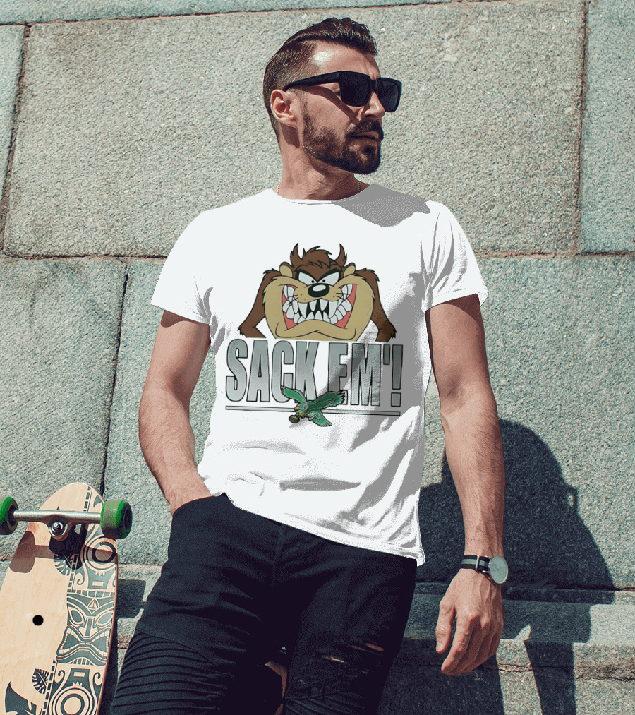 Looney Tunes Taz Sack Em Philadelphia Eagles T-Shirt