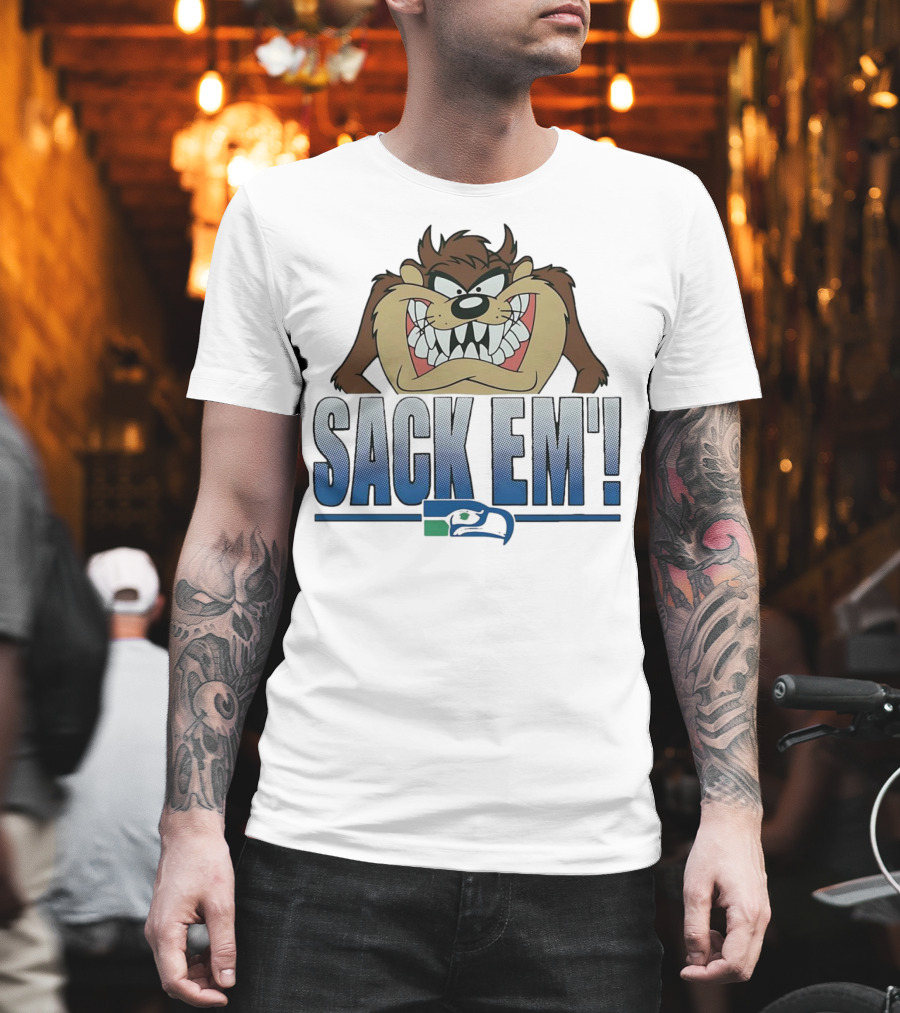 Looney Tunes Taz Sack Em Seattle Seahawks T-Shirt