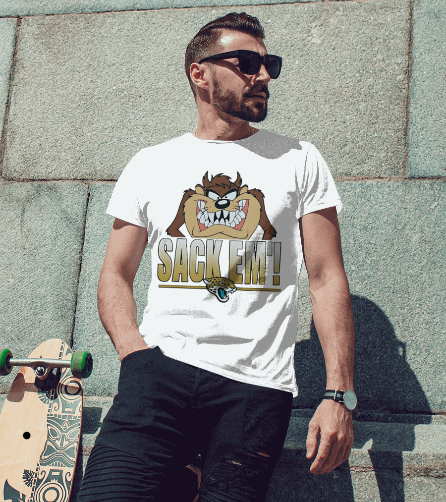 Looney Tunes Taz Sack Em Jacksonville Jaguars T-Shirt