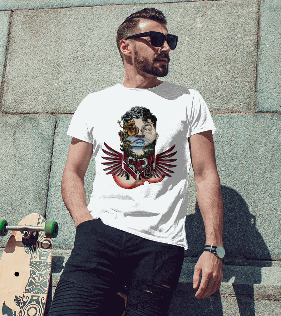 Trystan Colon Arizona Cardinals Herencia Latina Artful Portrait With Floral And Wing Elements T-Shirt